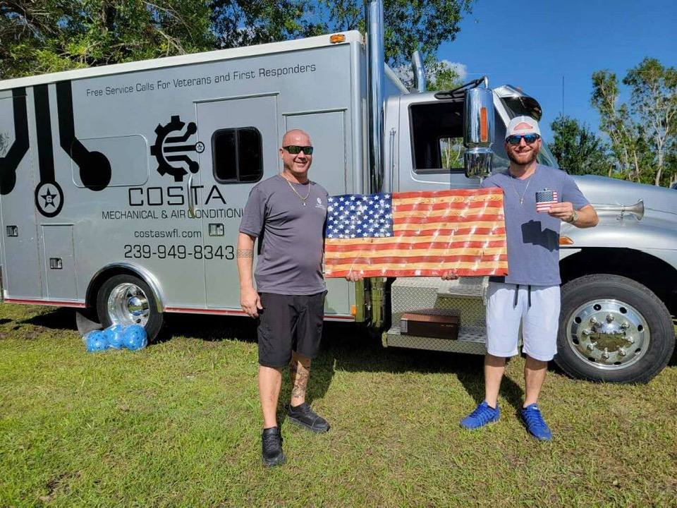 Costa Mechanical & Air Conditioning service truck — free service calls for veterans and first responders
